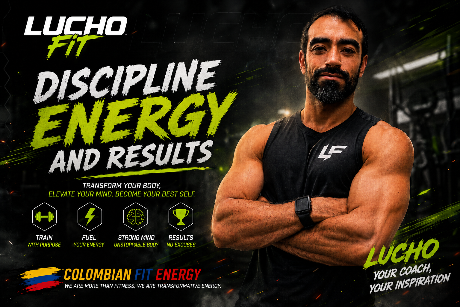 Lucho Fit coach in a gym